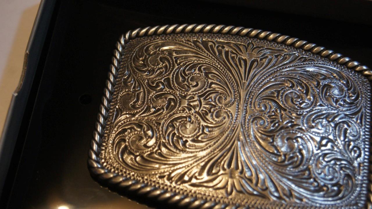 Nocona Rectangle Western Floral Scroll Belt Buckle 37003
