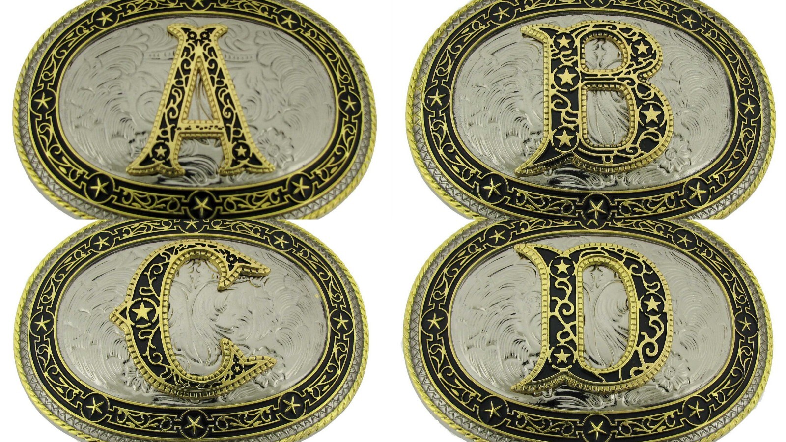New Men Women Western Initial Rodeo Letter A-Z Silver Gold Metal Antiqued Mirror