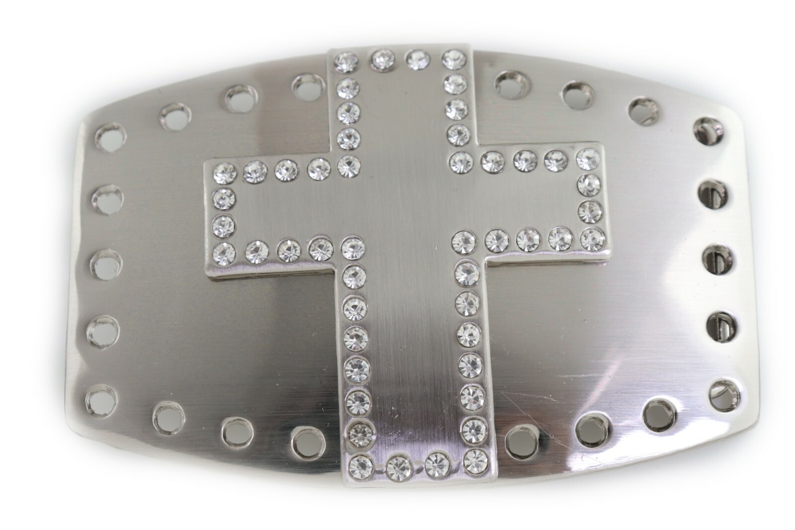 Men Women Belt Buckle Silver Metal Cross Cowboy Western Bling Fashion Jeans Pant