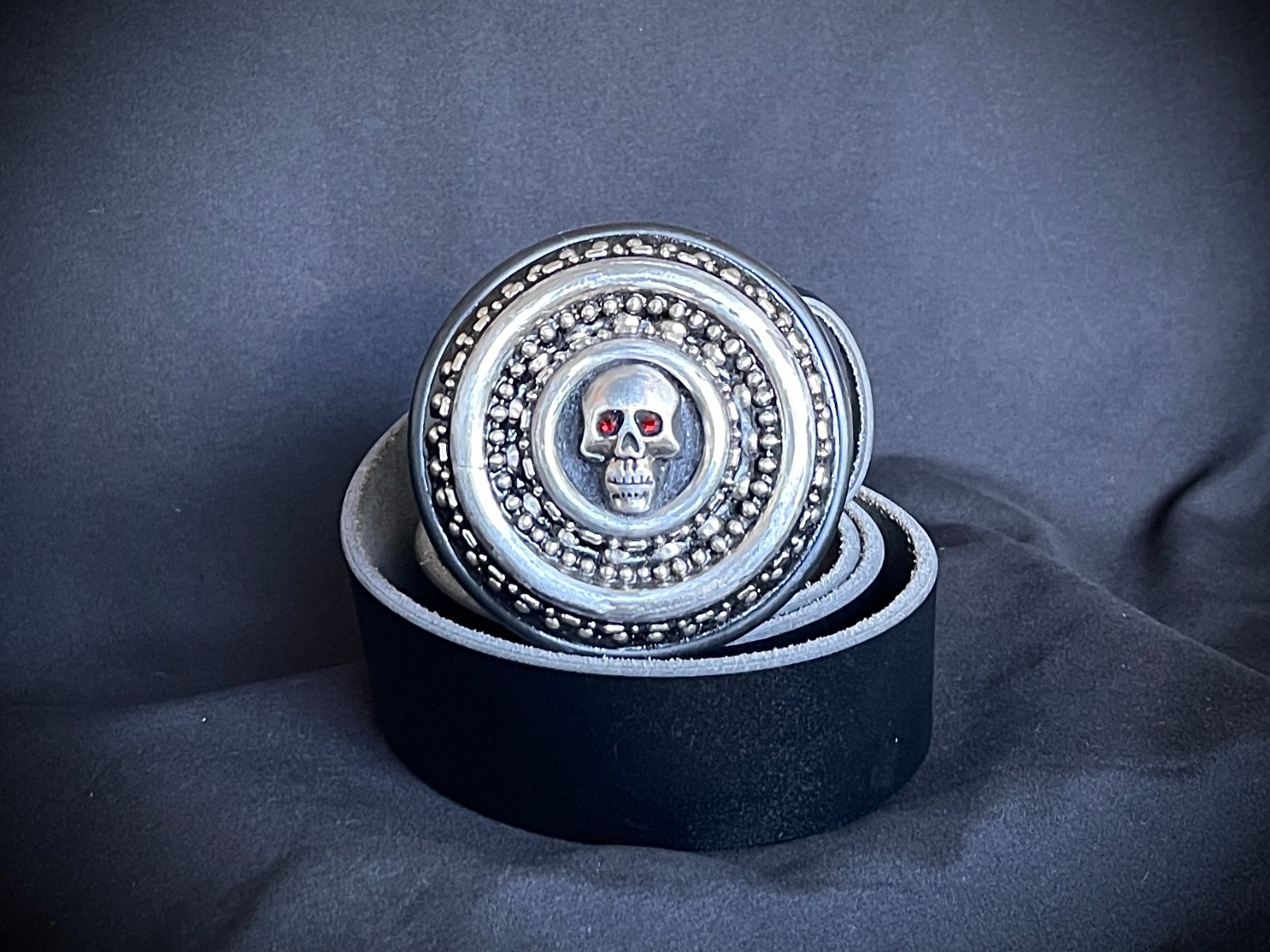 Mars Crypt Relic Skull Belt Buckle Red Crystal Eyes Handmade Darren McNeese