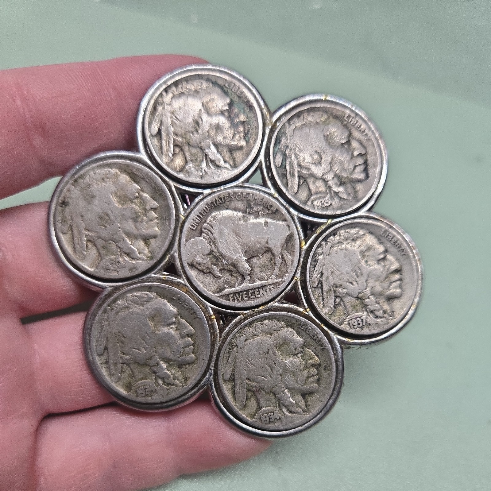 Buffalo Nickel Belt Buckle Vintage Coin Jewelry Western Full Dates