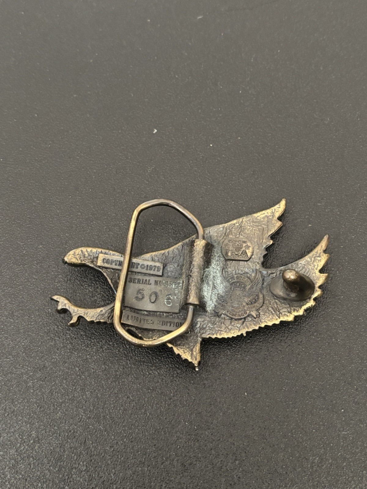 VTG 1979 THE GREAT AMERICAN CHICAGO BUCKLE CO. EAGLE BRASS LIMITED EDITION 506