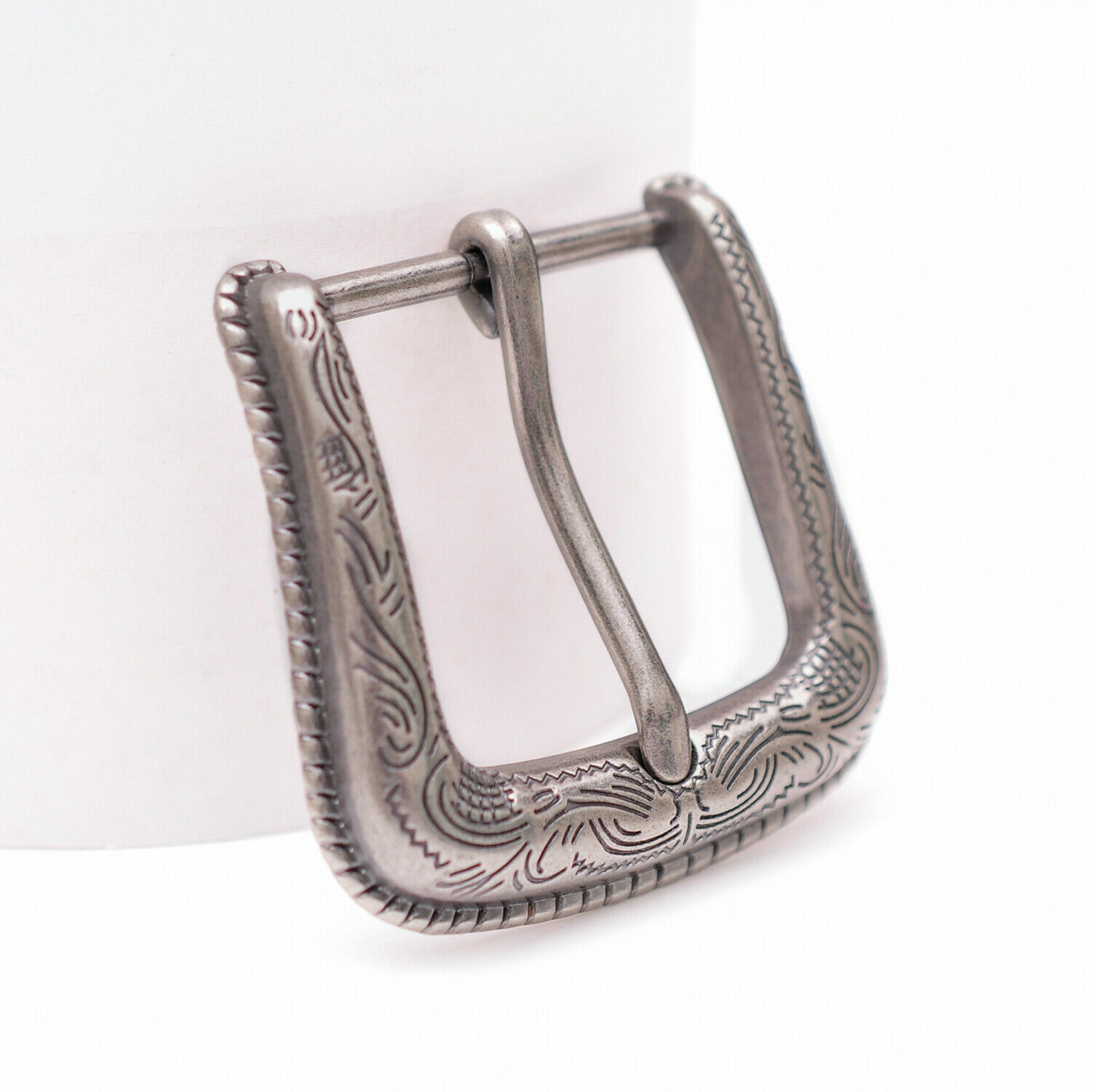 Texas Flower Carved Antique Silver Western Cowboy Buckle fit Leather Belt 1-1/2&Prime;