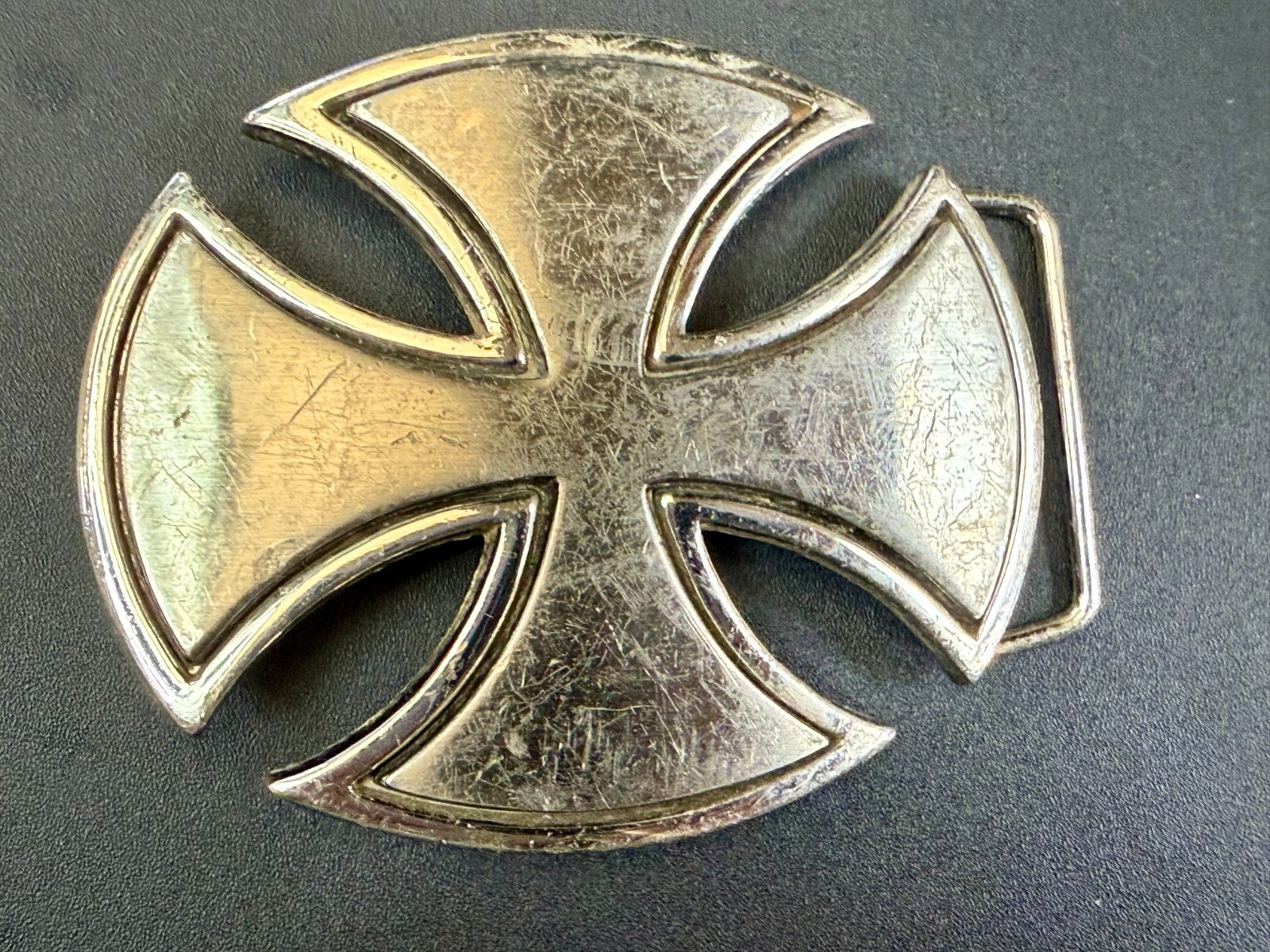 Maltese Iron Cross Religious Gothic Punk Vibe Silver Color Cutout Belt Buckle
