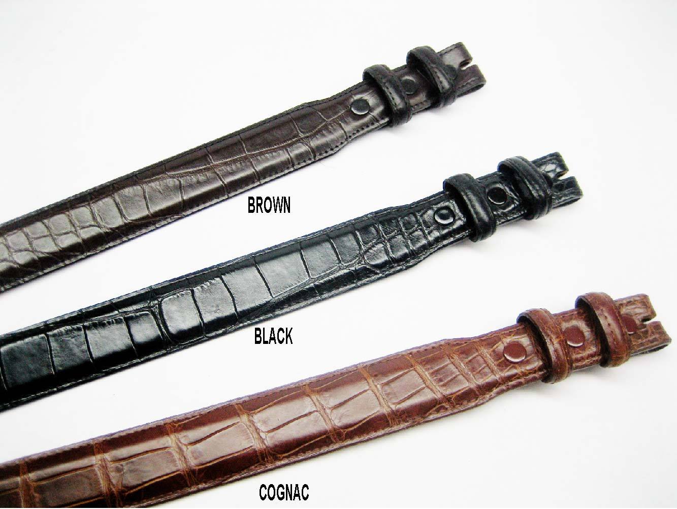 Genuine Alligator belt size 26 to 46. 1-1/4 tapered to 1&Prime;, for 1&Prime; buckle U.S.A.