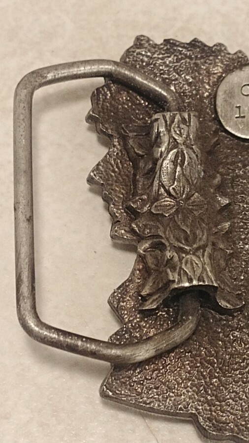 Vintage Indian Woman Girl Head Belt Buckle By Wyoming Studio Art Works
