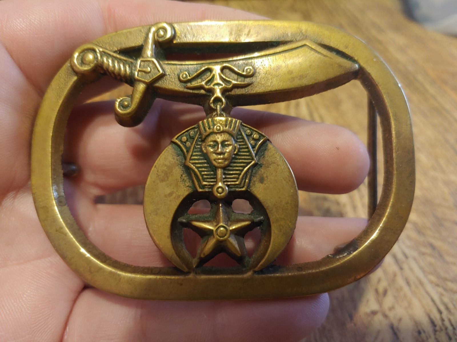Vintage 1980 Shriners BBB Solid Brass Belt Buckle Baron