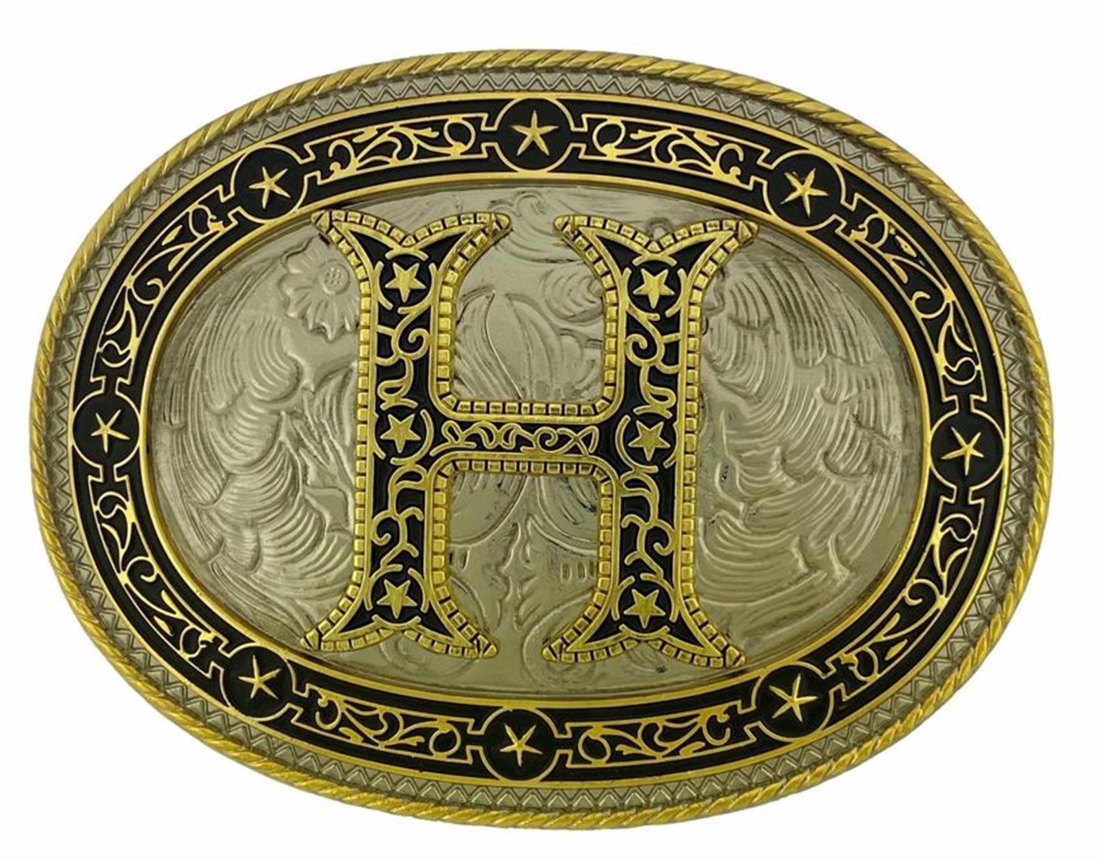 Initial H Letter Men Women Belt Buckle Vintage Metal Style Cowboy Rodeo Western
