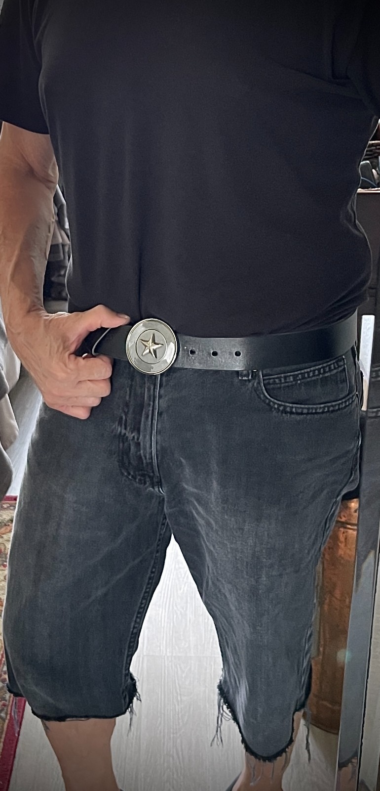 “Five Point Relic” Belt Buckle 2.5” Round Handmade Star OOAK Darren McNees
