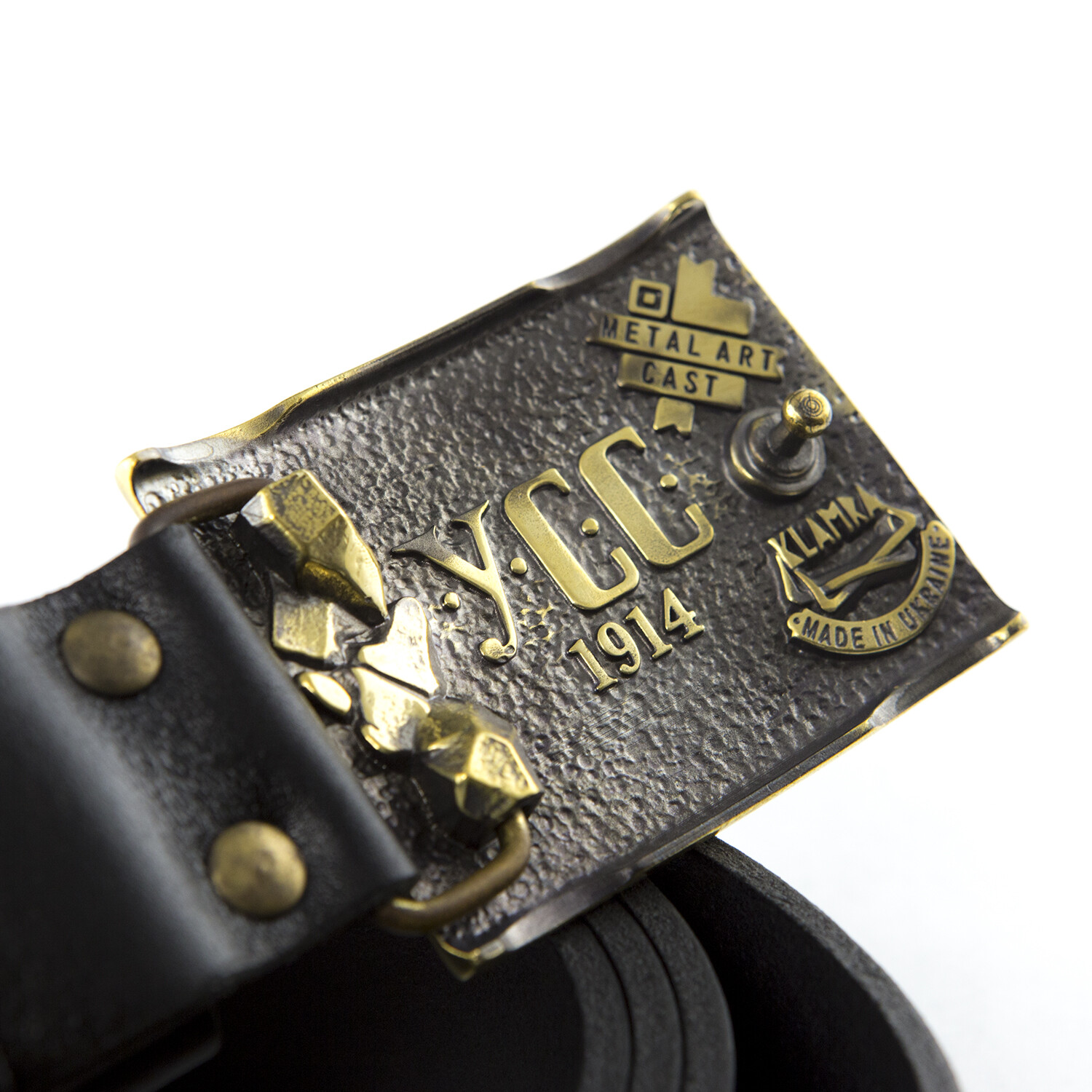 Brass belt buckle Rampant Lion, Royal coat of arms, Lion, Galicia belt buckle