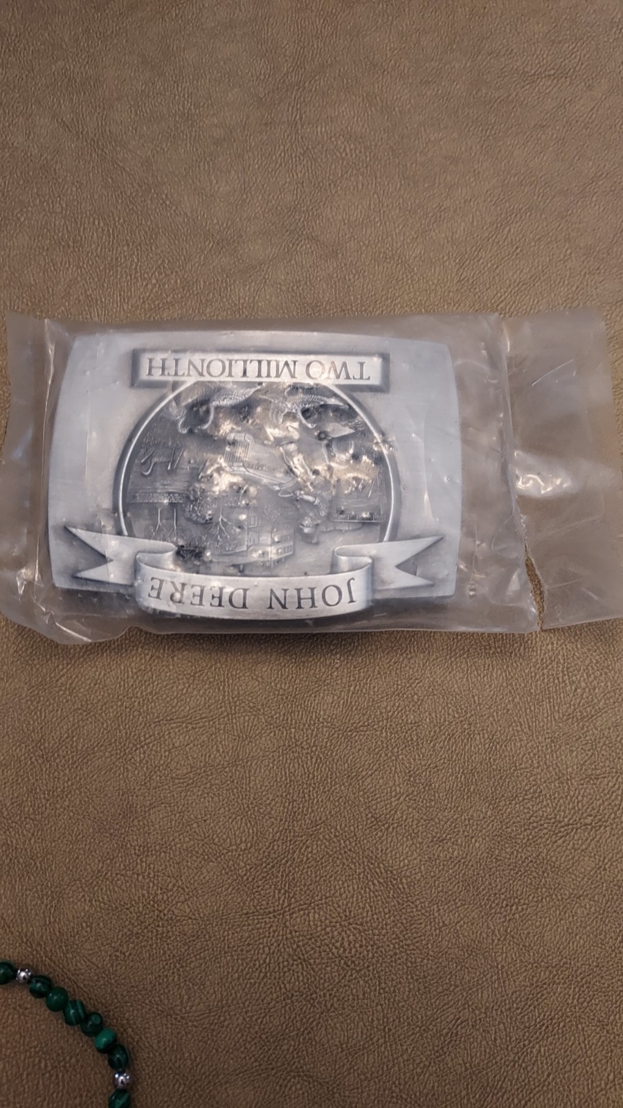 Vintage 1992 belt buckle JOHN DEERE Two Millionth TRACTOR lawn mower Pewter