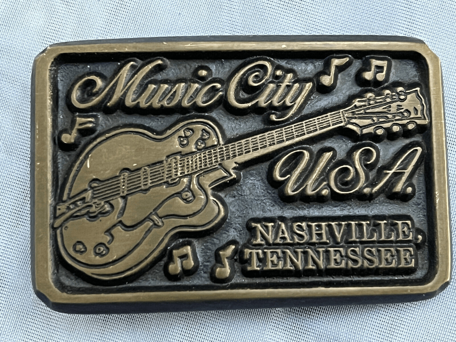 Music City USA Nashville Tennesee Belt Buckle Bronze 3in by 2 in