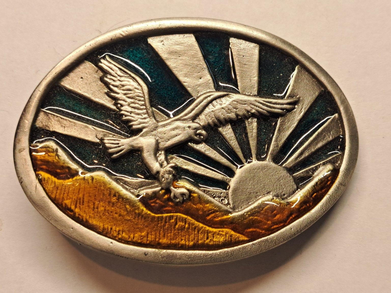 Eagle Belt Buckle Silver Tone Multi-Color 1.5&Prime; Belt Western Outdoor