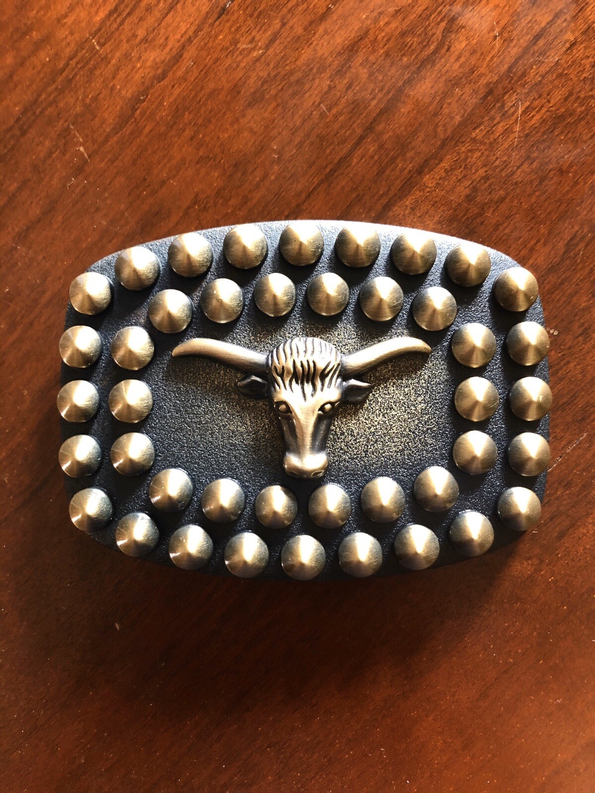 Western Studded Longhorn Cow Steer Head Metal Unisex Men’s Belt Buckle