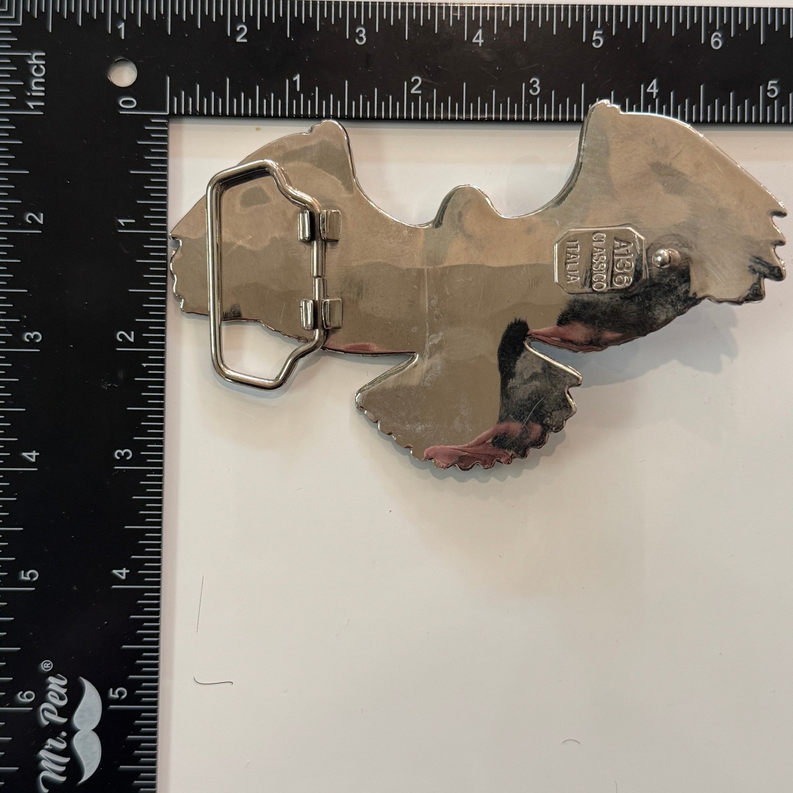 Vintage Classico Italia Eagle Belt Buckle Silver Tone A136 Western Biker