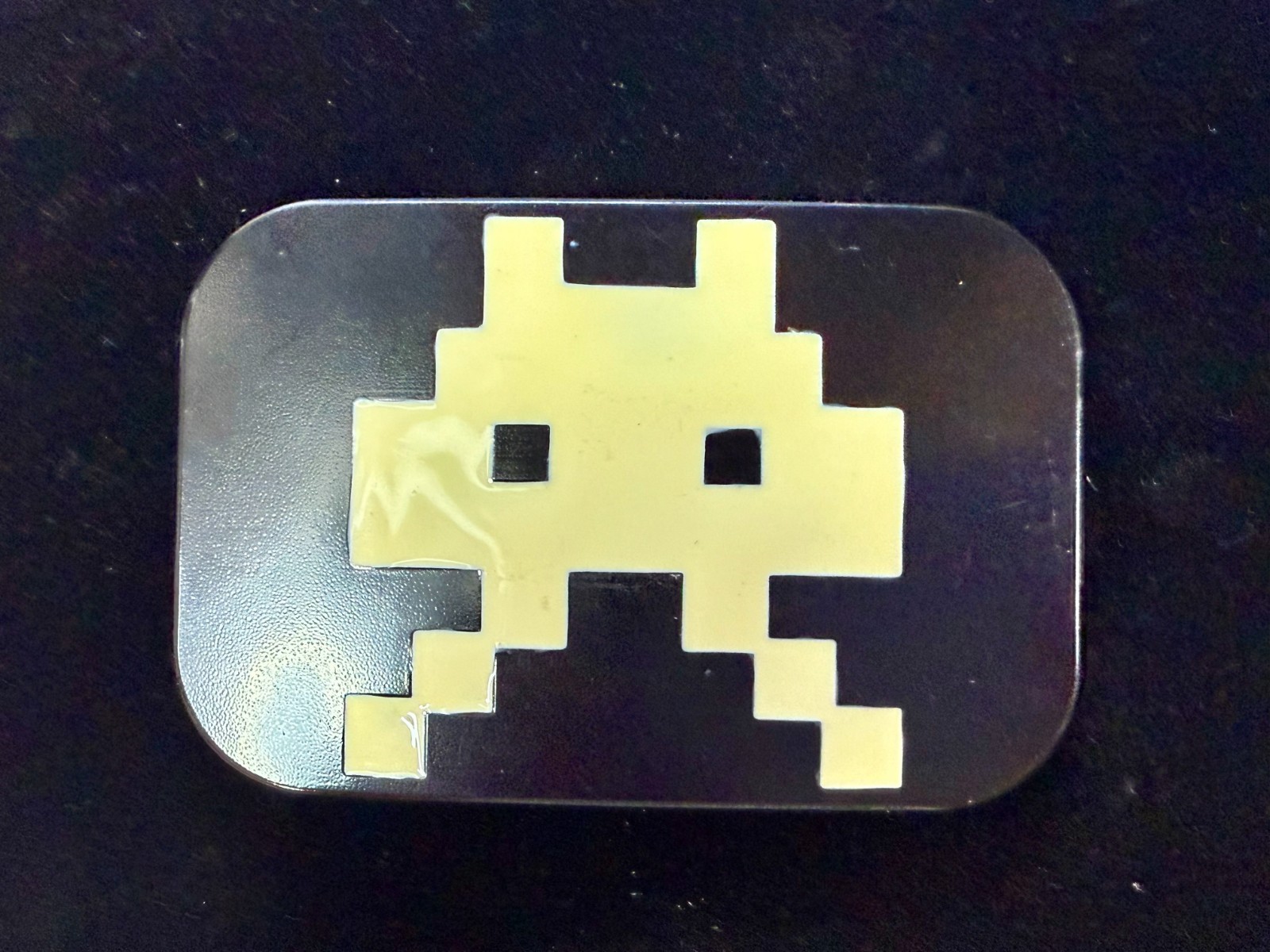 Video Game Arcade Icon Character Black & White Pixilated Pattern Belt Buckle