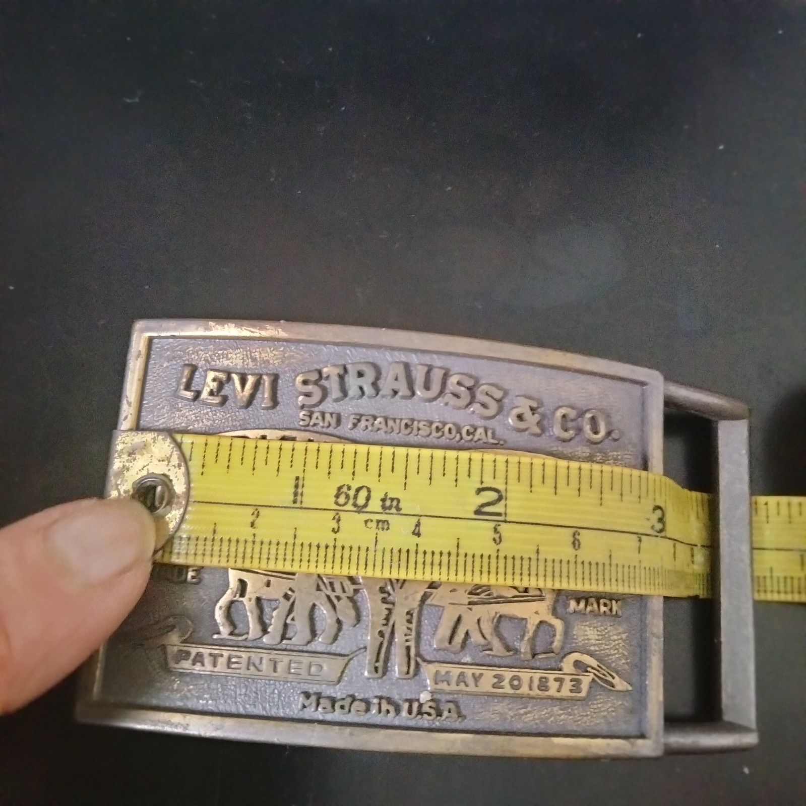 Vintage Levi Strauss & Co.Original Riveted Brass Belt Buckle Made in USA