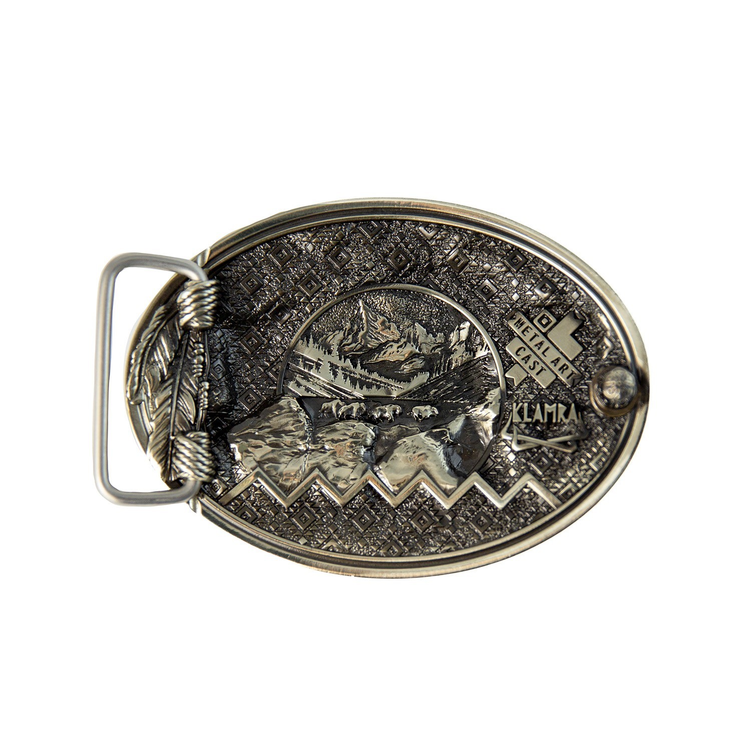 German silver American Bison Buffalo Buckle, Western American cowboy style, Wild