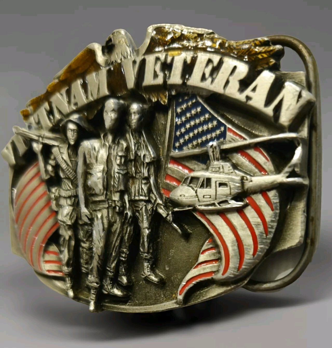 Vintage Vietnam Veteran Belt Buckle made in 1989 by Siskiyou Buckle Company