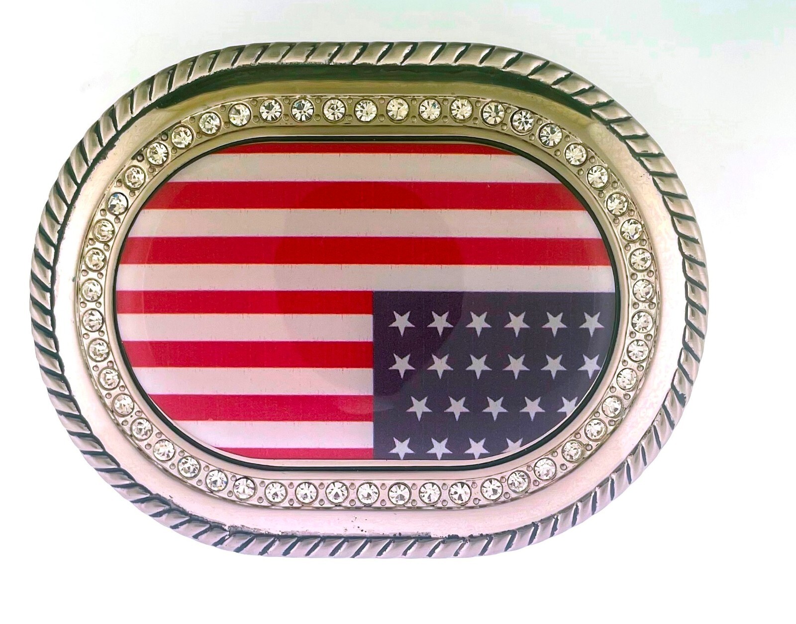 US Flag Belt Buckle American Men Women Happy 4th Gift Western Silver Rodeo Style