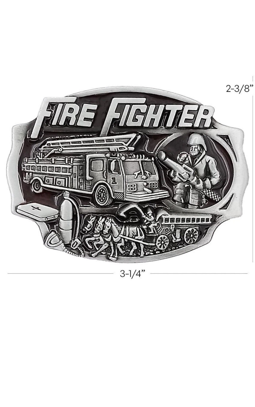 Fire Fighter Rescue Truck Red Enameled Belt Buckle Perfect gift for him