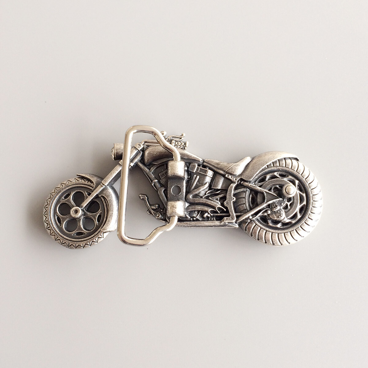 Vintage Silver Plated Heavy Motorcycle Biker Rider Belt Buckle