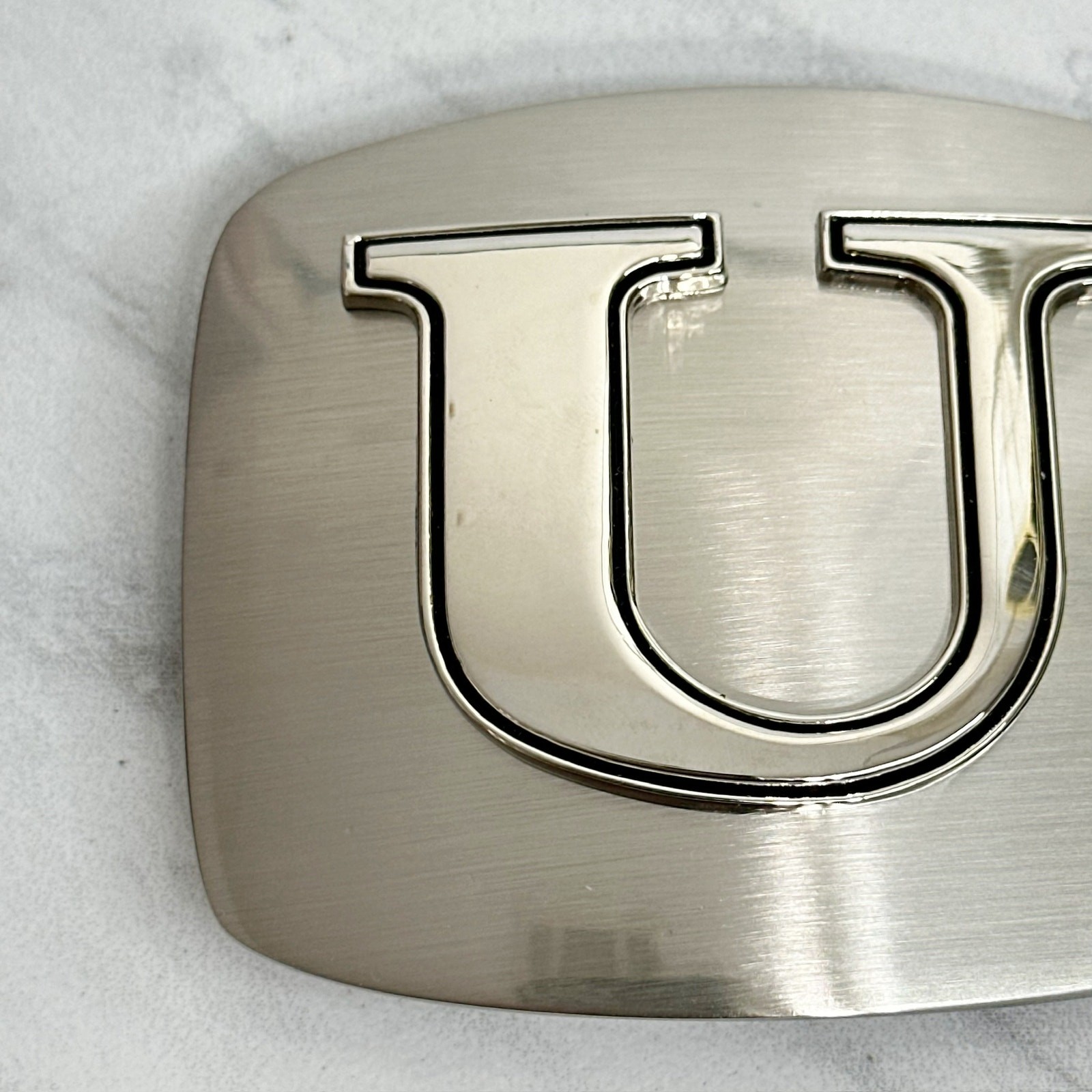 Letter U Initial Monogram Silver Tone Belt Buckle – 3.16&Prime; x 2.78&Prime;