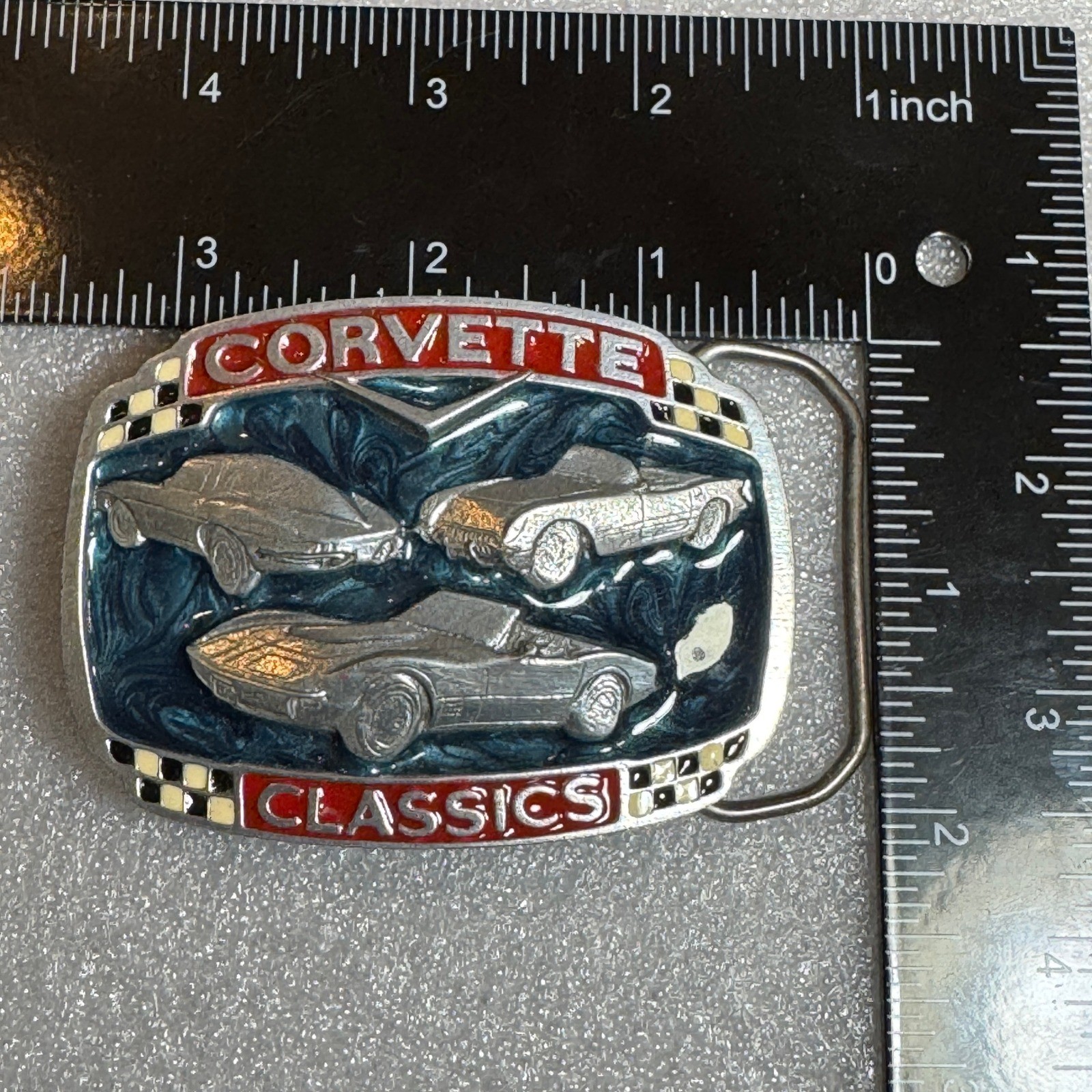 Corvette Classics Belt Buckle Metal Cars Racing Emblem Reissue