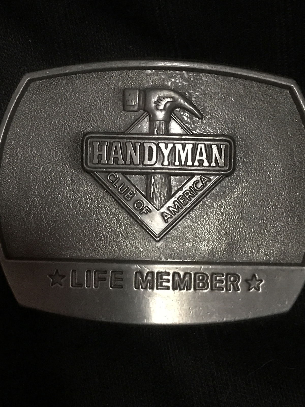VINTAGE BRASS 1996 HANDYMAN CLUB OF AMERICA LIFE MEMBER NOVELTY BELT BUCKLE