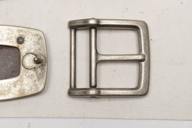 Lot of 9 Assorted Belt Buckles 1.5” Silvertone Brass Nickel Leather Crafter