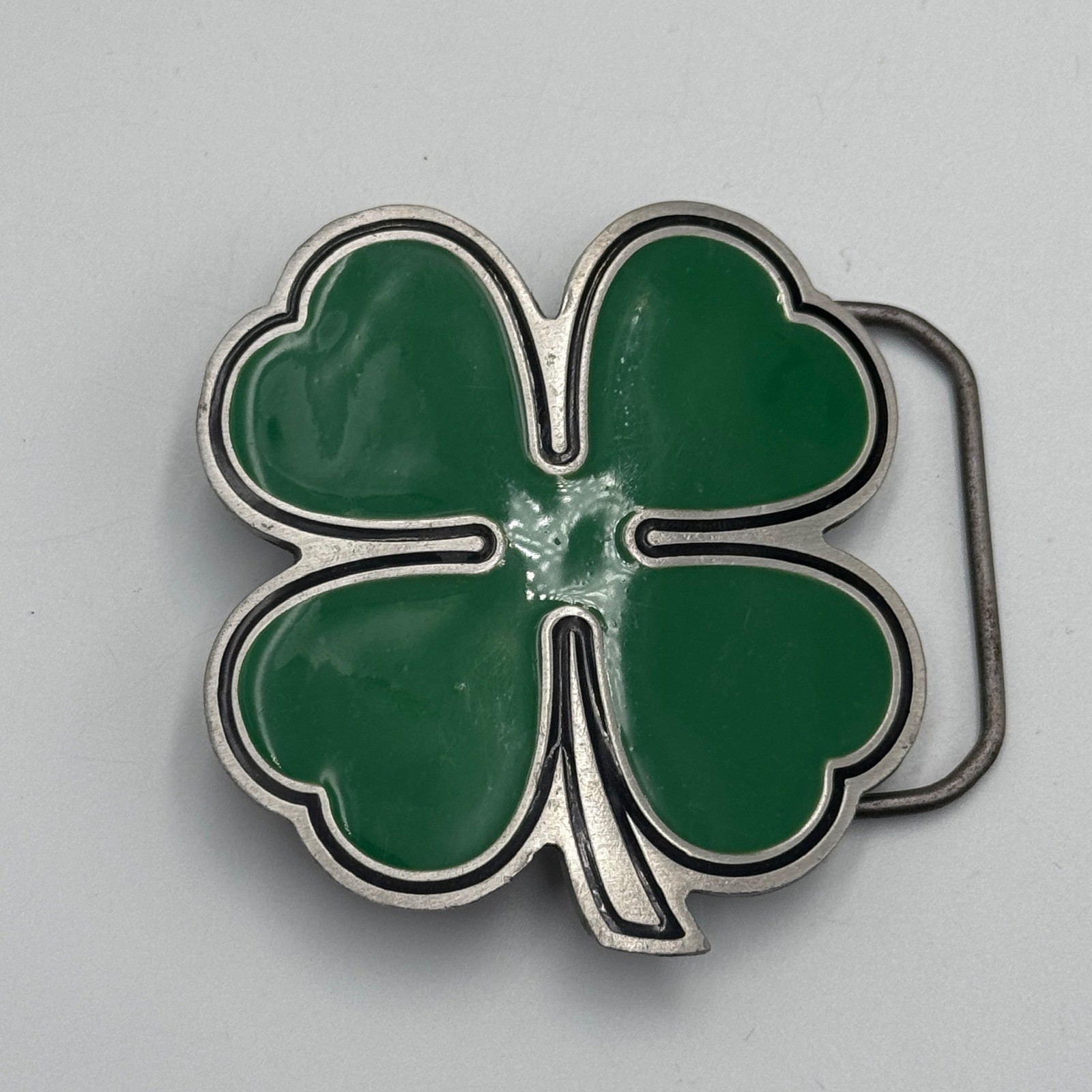 Great American Products 2001 Green Four Leaf Clover Fine Pewter Belt Buckle 4602