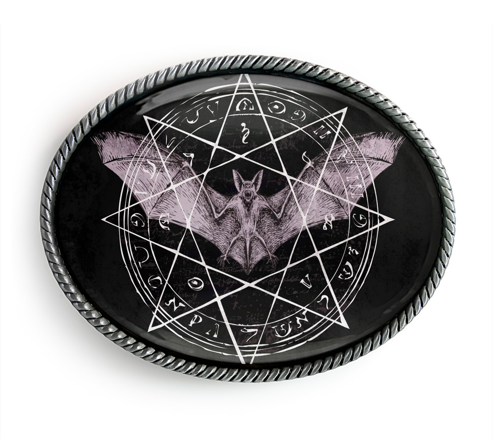 Occult Bat Belt Buckle – Gothic Esoteric Pentagram Symbol Belt Buckle – 821