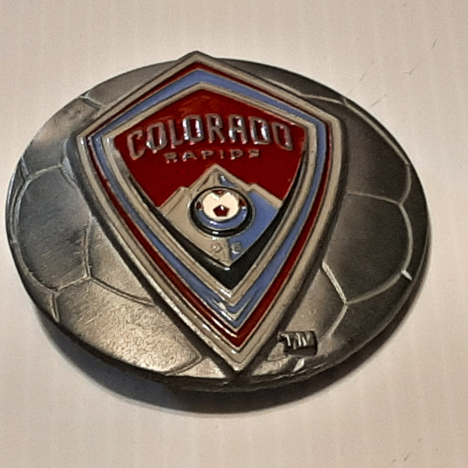SILVER PEWTER MLS SOCCER COLORADO RAPIDS Metal Belt Buckle