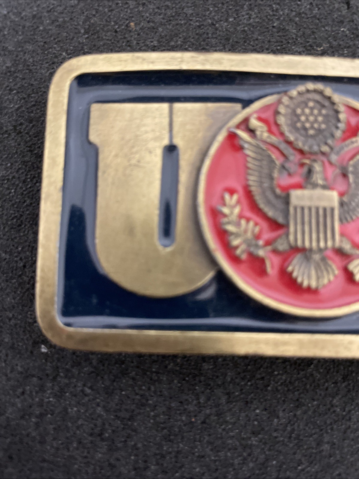 Belt Buckle WWII Eagle Crest Emblem Limited Edition American Blue & Red enamel
