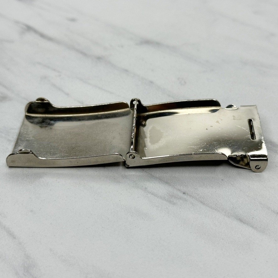 Silver Tone Web Clamp Military Style Slide Belt Buckle Simple Basic Unisex