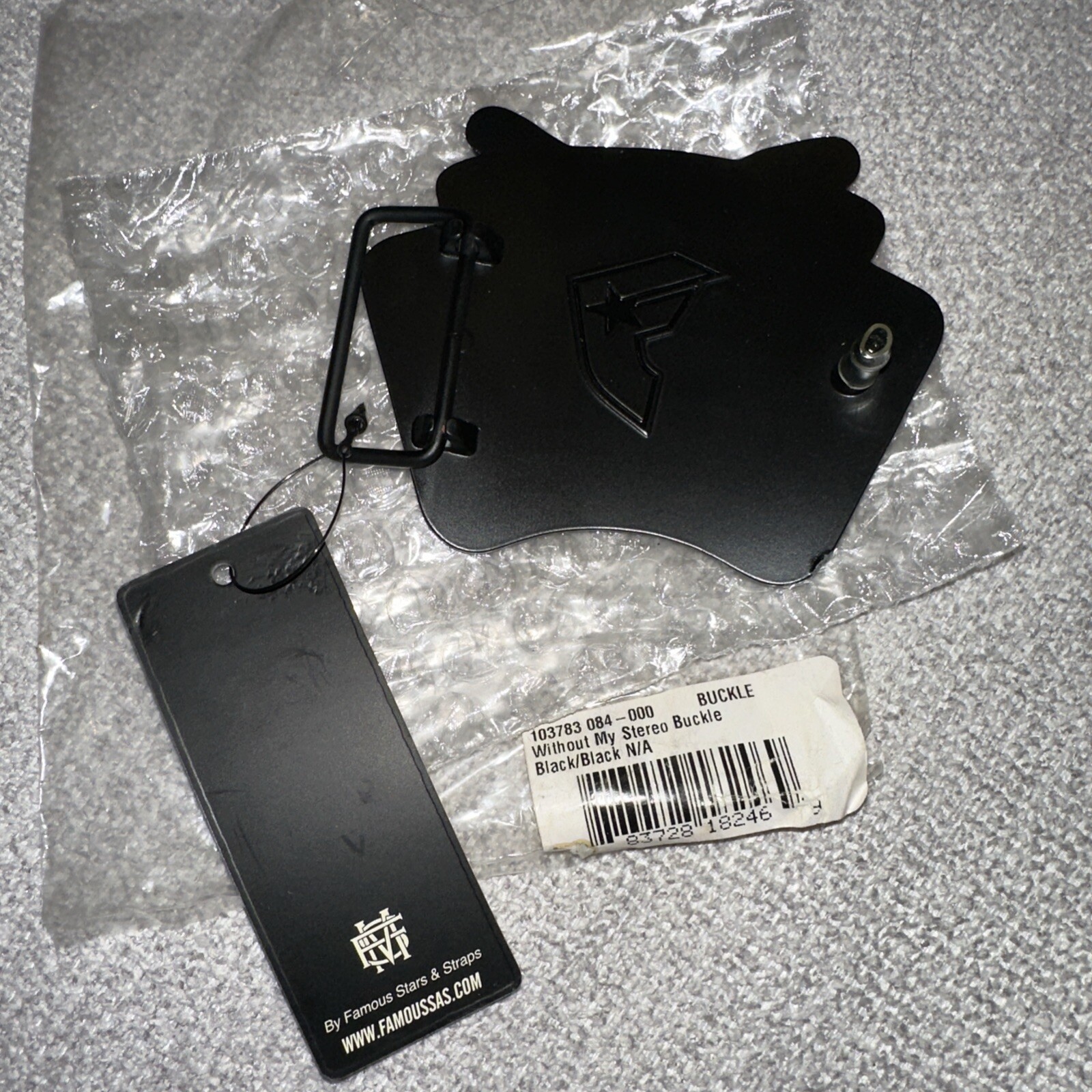 NWT Famous Stars And Straps Without My Stereo Buckle Matte Black Travis Barker