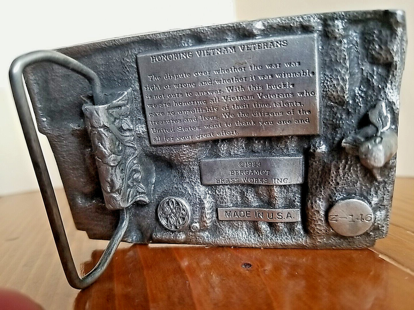 Vietnam Veterans Brass Belt Buckle 1983 Bergamot Brass Works USA z-146