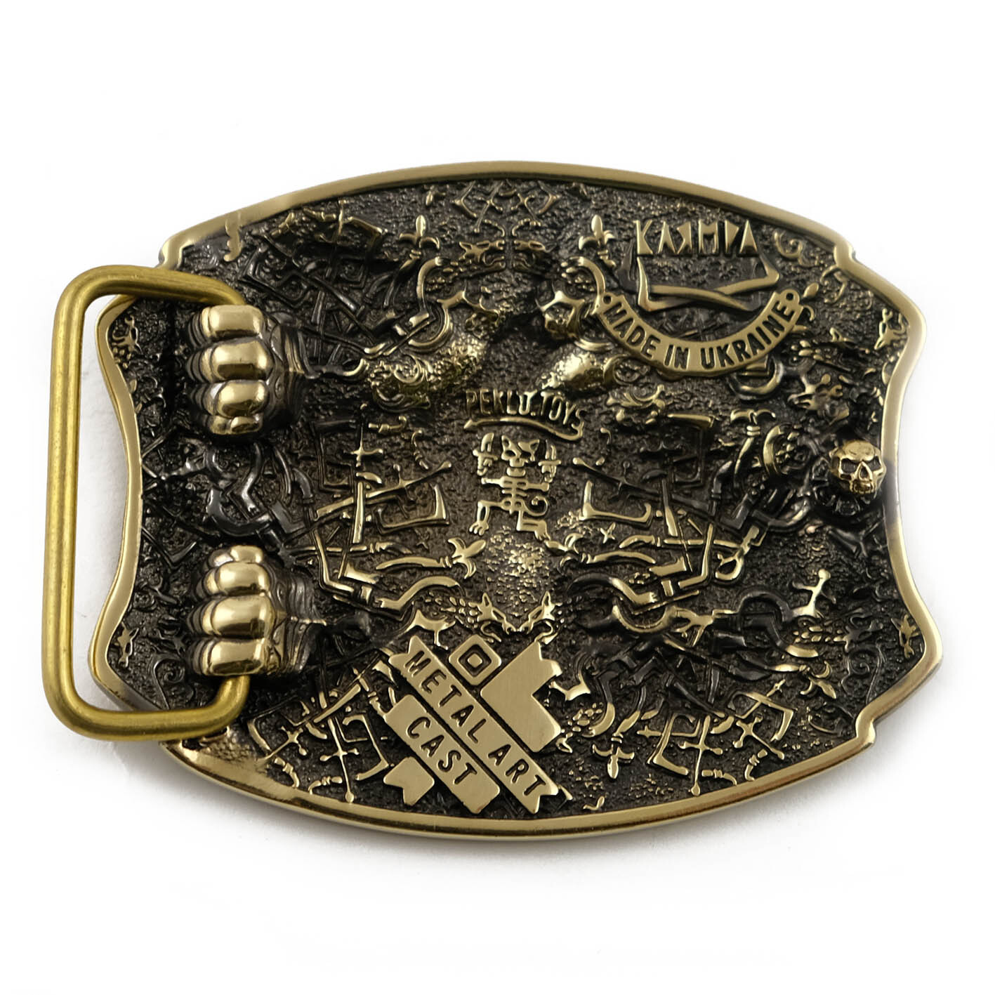 Semargl solid brass belt buckle, handmade Mythical winged lion Simargl buckle