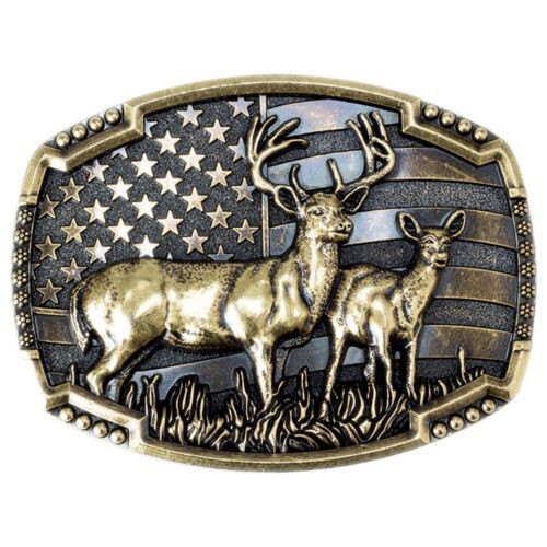 Animal Deer Belt Buckle Western Cowboy Native American Motorcyclist (DER-08-G)