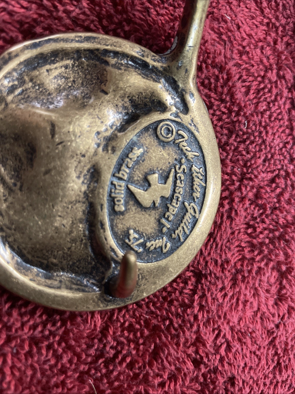 1975 Seascape Sea Gull Bird Solid Brass Belt Buckle Tech Ether Guild Vintage
