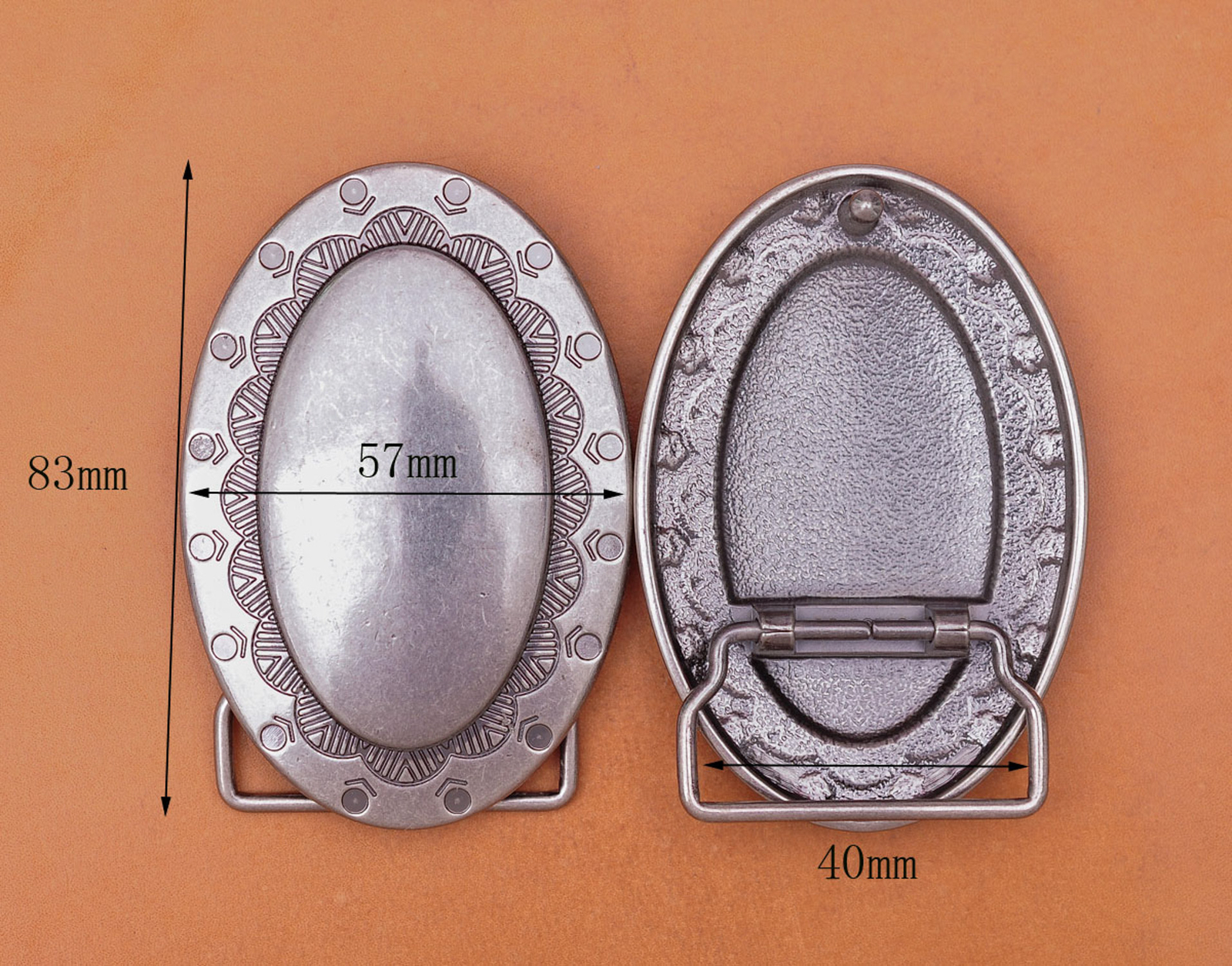 Western Heavy Duty Casual Oval Huge Metal DIY Leather Belt Buckle Fit 40mm Strap
