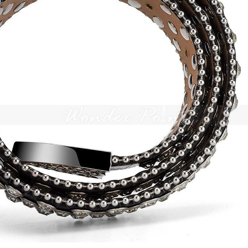 Men Western Rhinestone Studded Belt Punk Cowgirl Cowboy Crystal Belt for Women
