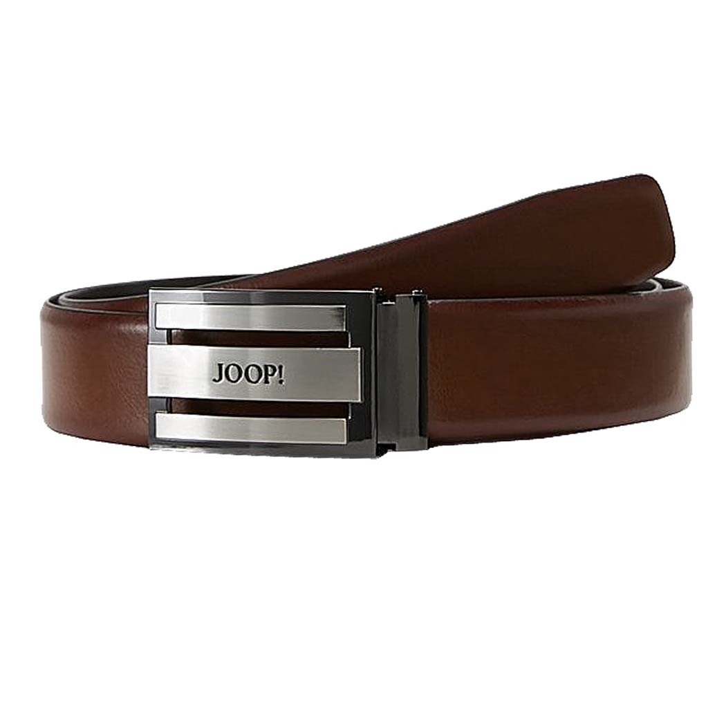 JOOP belt 100% cowhide leather black dark brown logo buckle New