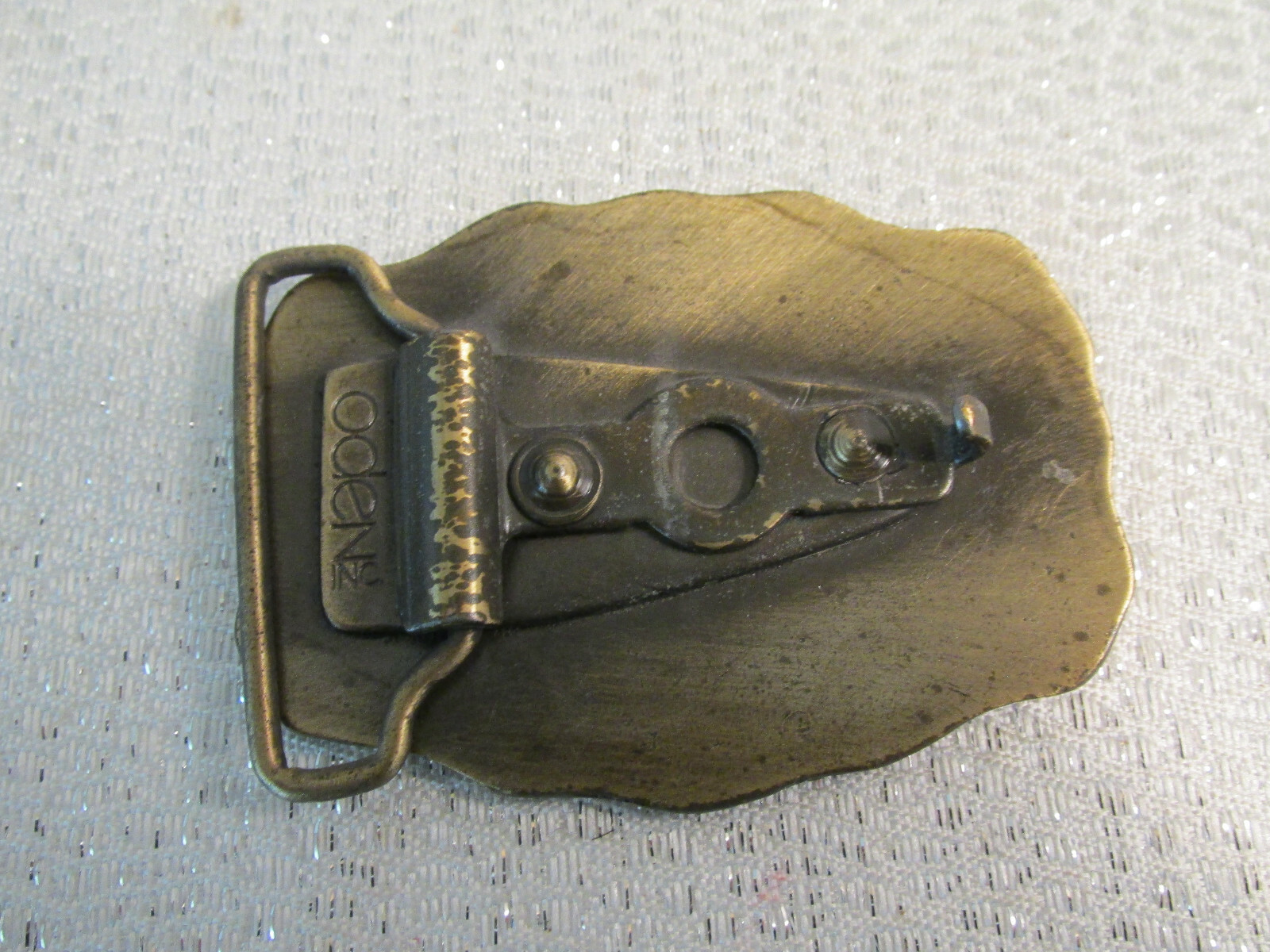 BRASS BELT BUCKLE « GEORGE » ORIGINAL BOX ODEN TIME EMBOSSED BIRTHDAY NAME