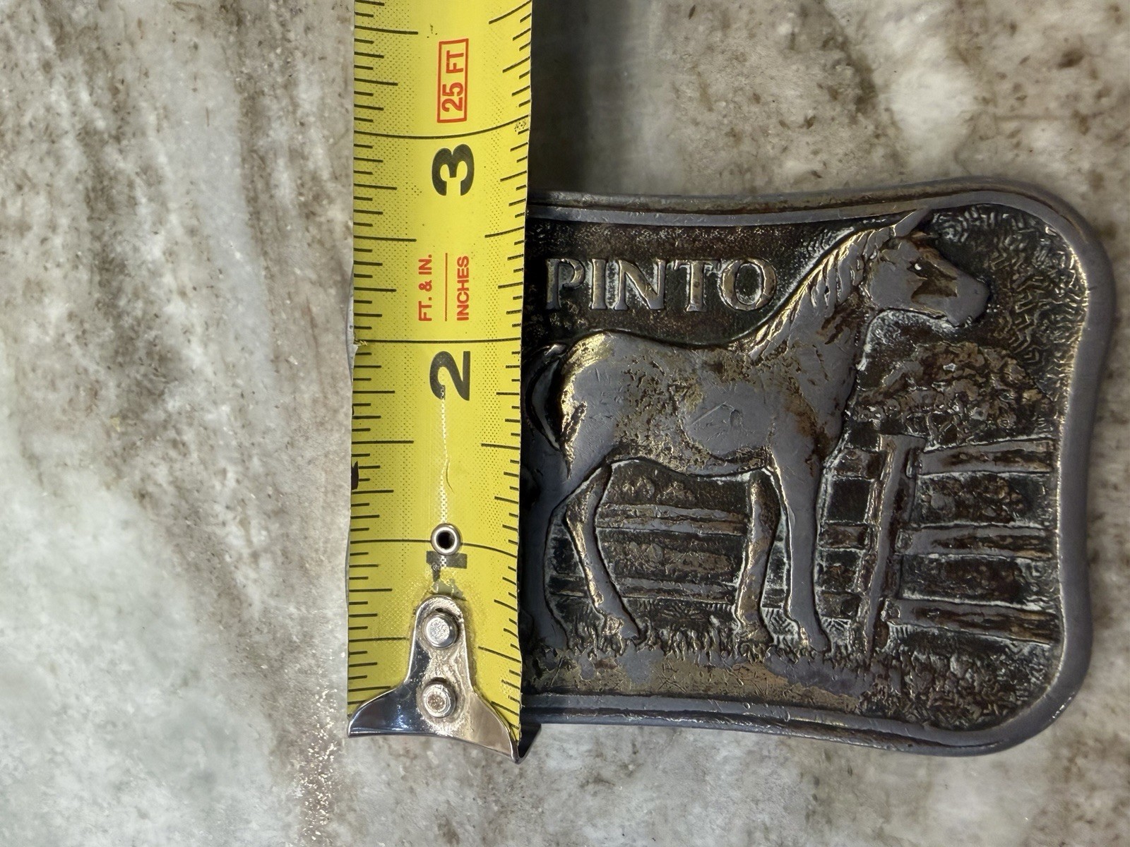 Vintage Pinto Belt Buckle James Lind 1975 Wyoming Studio Art Works Cowboy Heavy