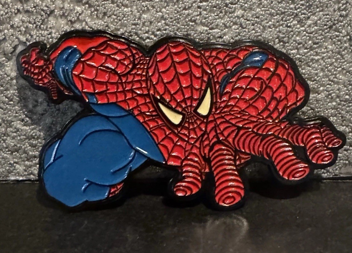 Marvel Spider-Man Digital Flip Top Watch & Large Spider-Man Belt Buckle Lot
