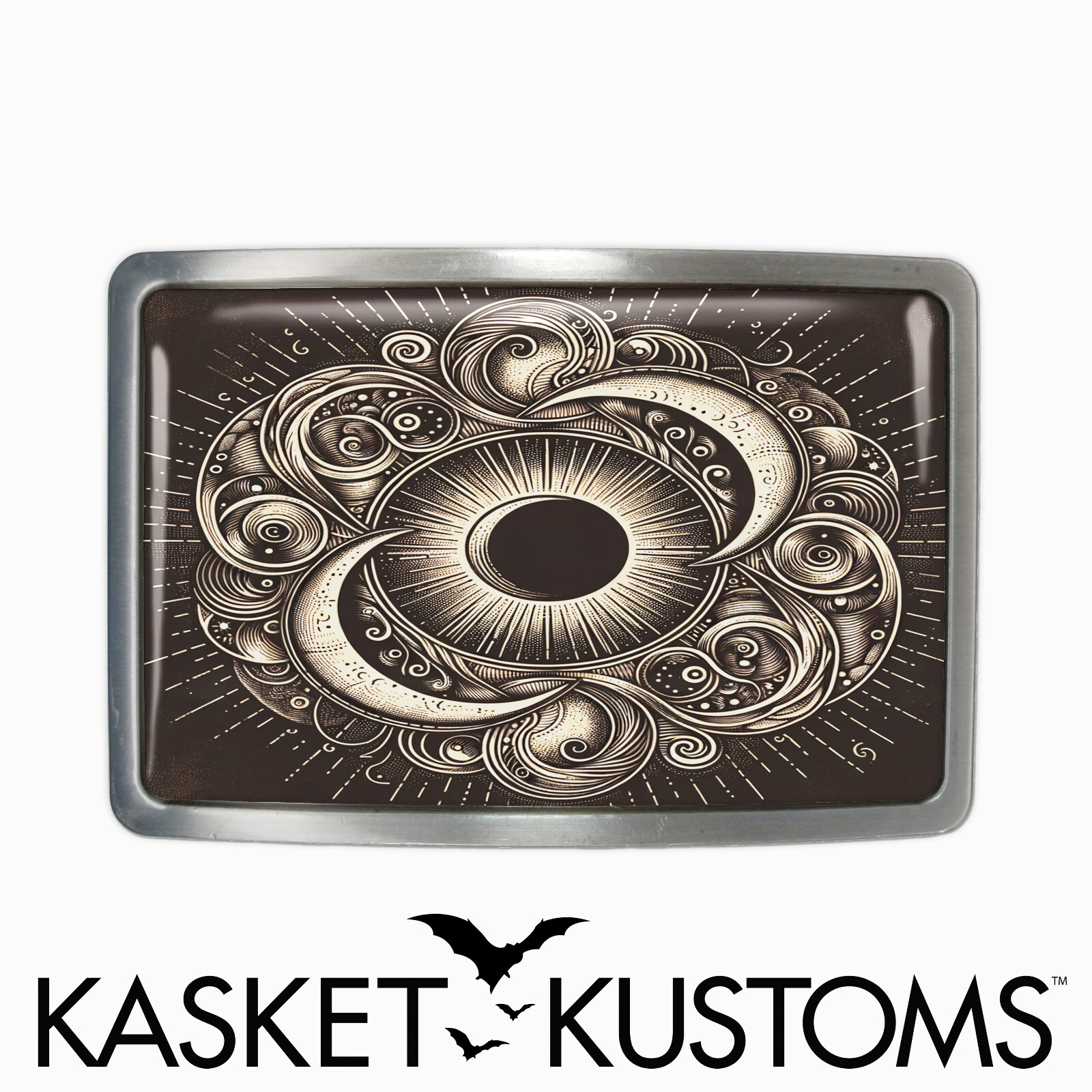 Celestial Belt Buckle – Ornate Sun and Moon Handmade Belt Buckle – 643