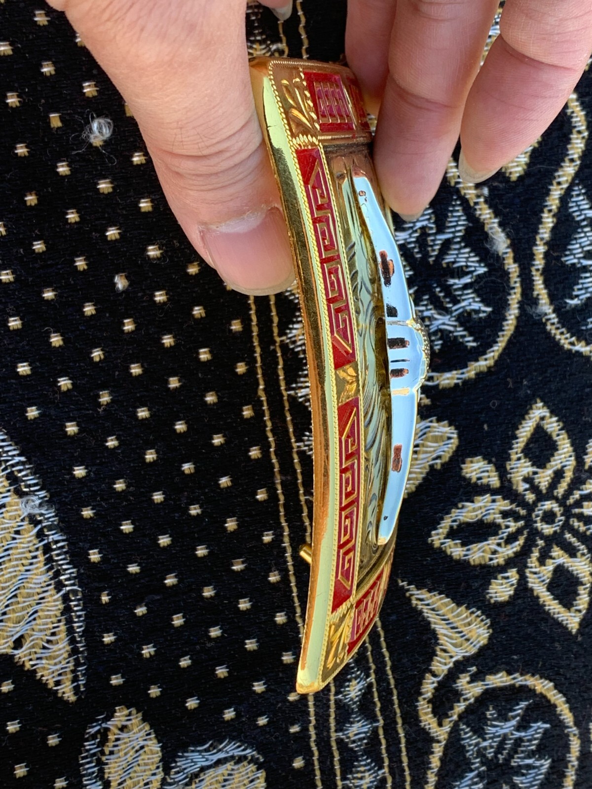 Western Buckle Gold Red Silver Longhorn Cowboy 2 »Buckle Hebilla Vaquero Toro