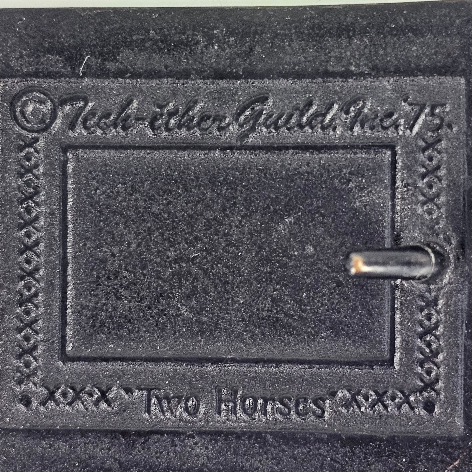 VTG 1975 Brass belt buckle Teck-Ether Guild Two Horses 2.25 x 2 5/8