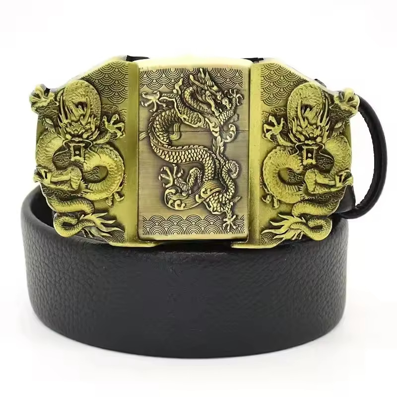 Men&rsquo;s Metal Belt Buckle Lighter – Refillable Novelty Outdoor Accessory